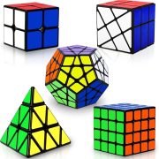 Speed Cube Set, Puzzle Cube, Magic Cube 2x2 4x4 Pyraminx Pyramid Megaminx Fenghuolun Puzzle Cube Toy Gift for Children Adults, Pack of 5