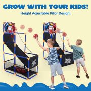 JOYIN Arcade Basketball Game Set with 4 Balls and Hoop for Kids 3 to 12 Years Old Indoor Outdoor Sport Play - Easy Set Up - Air Pump Included - Ideal for Competition