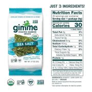 Gimme Seaweed Organic Premium Roasted Seaweed Snacks, Sea Salt, 20 Count, Keto, Vegan, Gluten-Free, Great Source of Omega3s and Iodine, Healthy On-The-Go Snack for Kids and Adults