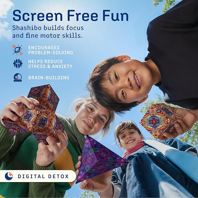 Shashibo Shape Shifting Box - Award-Winning Fidget Toy w/ 36 Rare Earth Magnets - Fidget Cube Transforms Into Over 70 Shapes, Sensory Toy Gift for Kids, Teens, and Adults (Spaced Out) - Image 3