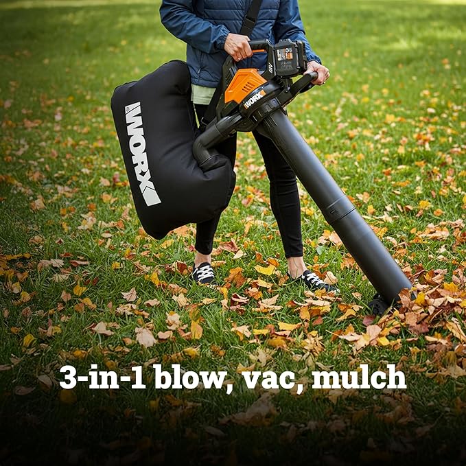 WORX WG583.9 40V Cordless Leaf Blower, 3 in 1 Blowers for Lawn Care with Vacuum & Mulcher, Electric Blower with Brushless Motor & 2 Speed Control, 2 Batteries & Charger Not Included - Image 2